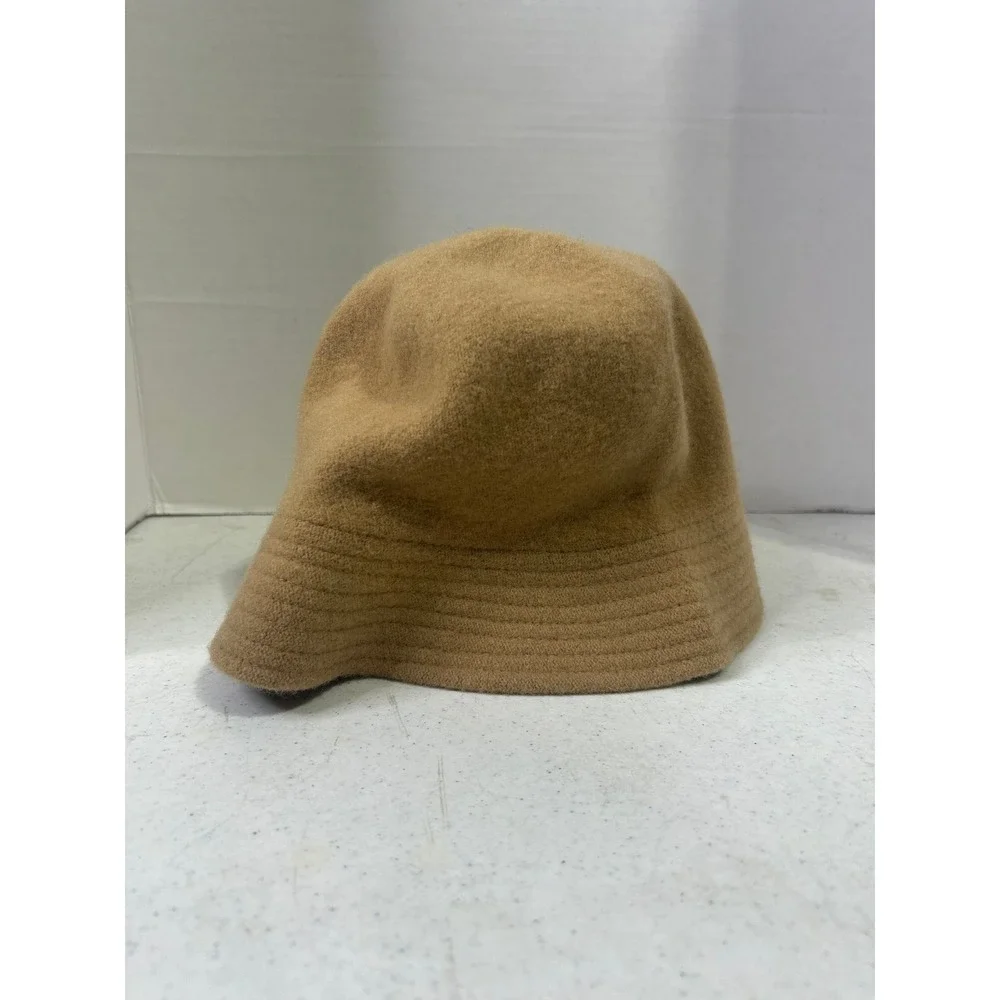 Vintage 100%‎ Wool Bucket Hat Camel Tan Cloche Made in Hong Kong WPL 10888